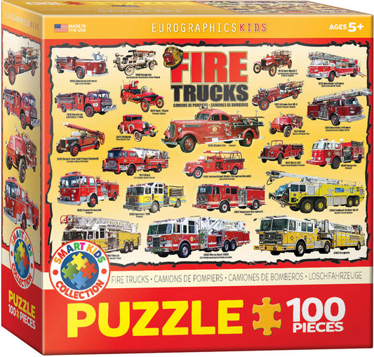 EuroGraphics Fire Trucks 100-Piece Jigsaw Puzzle Box – Smart Kids Collection Kids Transportation Puzzle Ages 5+