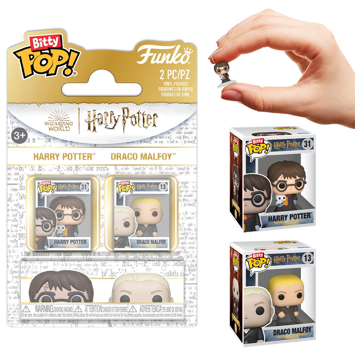 Funko Bitty Pop! Harry Potter & Draco Malfoy 2-Pack Mini Vinyl Figures in Protective Acrylic Cases - Ages 3+