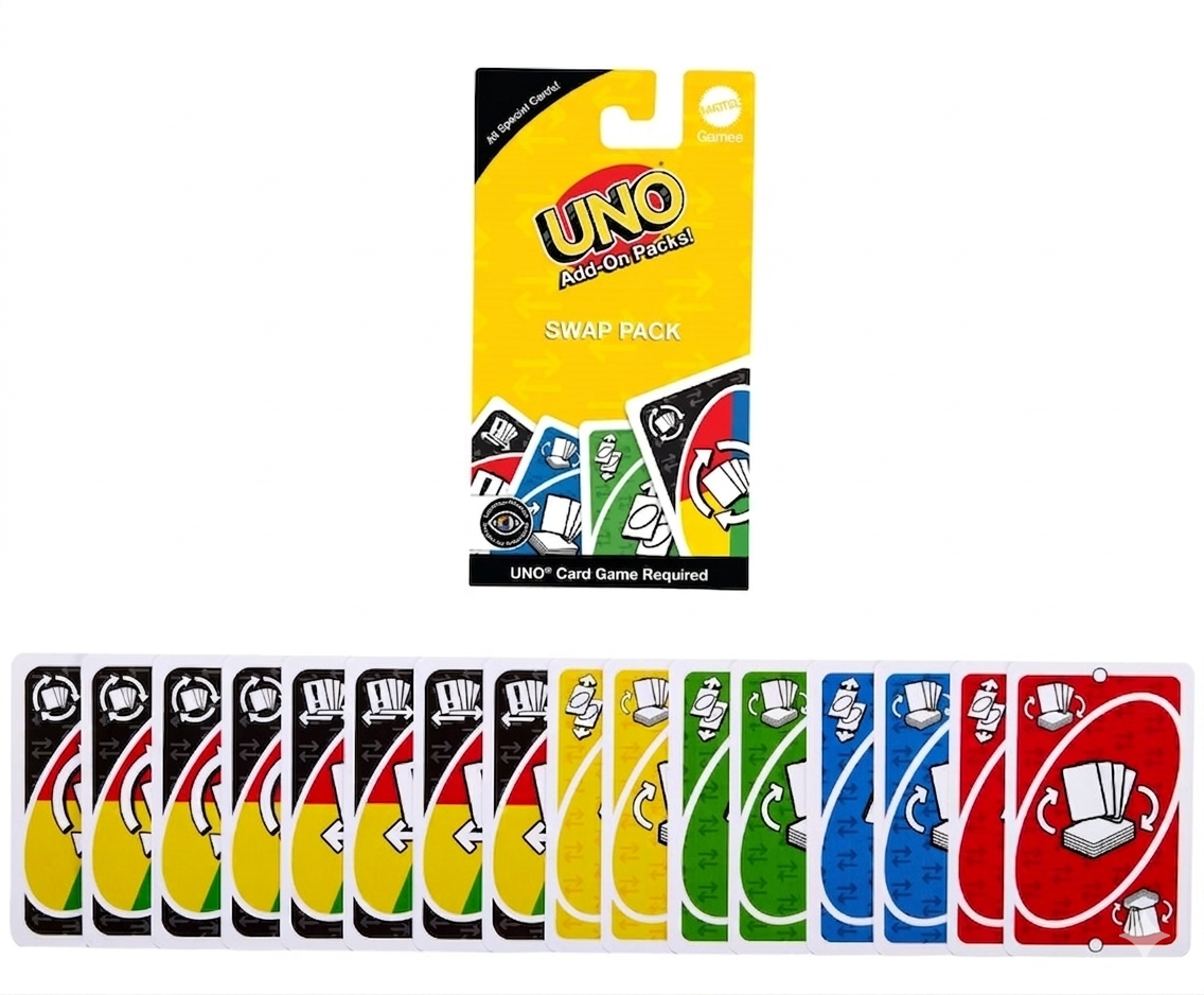 Uno Swap Pack with colorful card illustrations on a white background