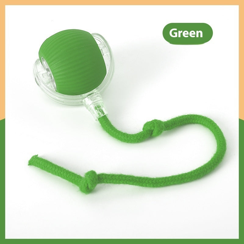 Cat toy ball green variant with rope tail attachment